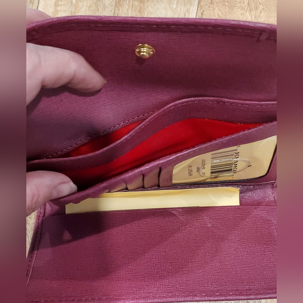 New Dooney & Bourke Saffiano Continental Clutch Checkbook Wallet Violet Purple - Picture 6 of 10
